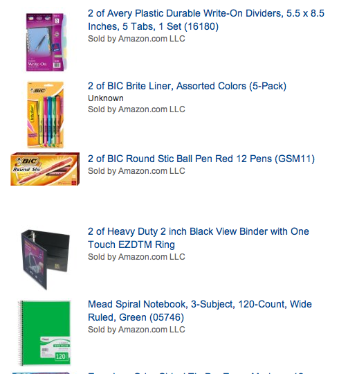 Amazon checkout for cheap school supplies
